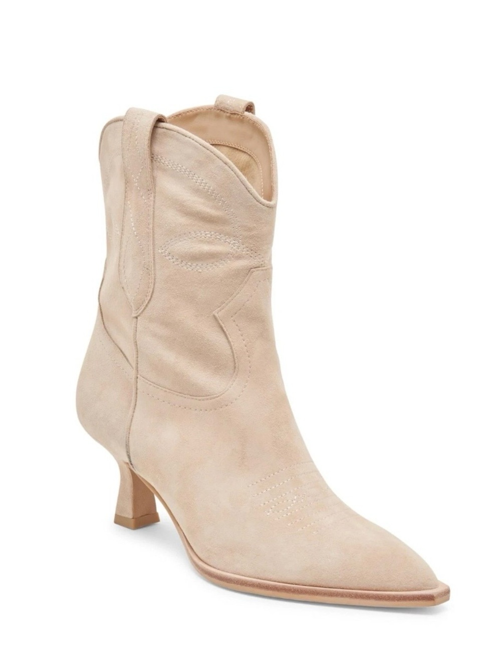 Dolce Vita Beige Suede Heeled Western Angel Boots Size 11 - Picture 2 of 5
